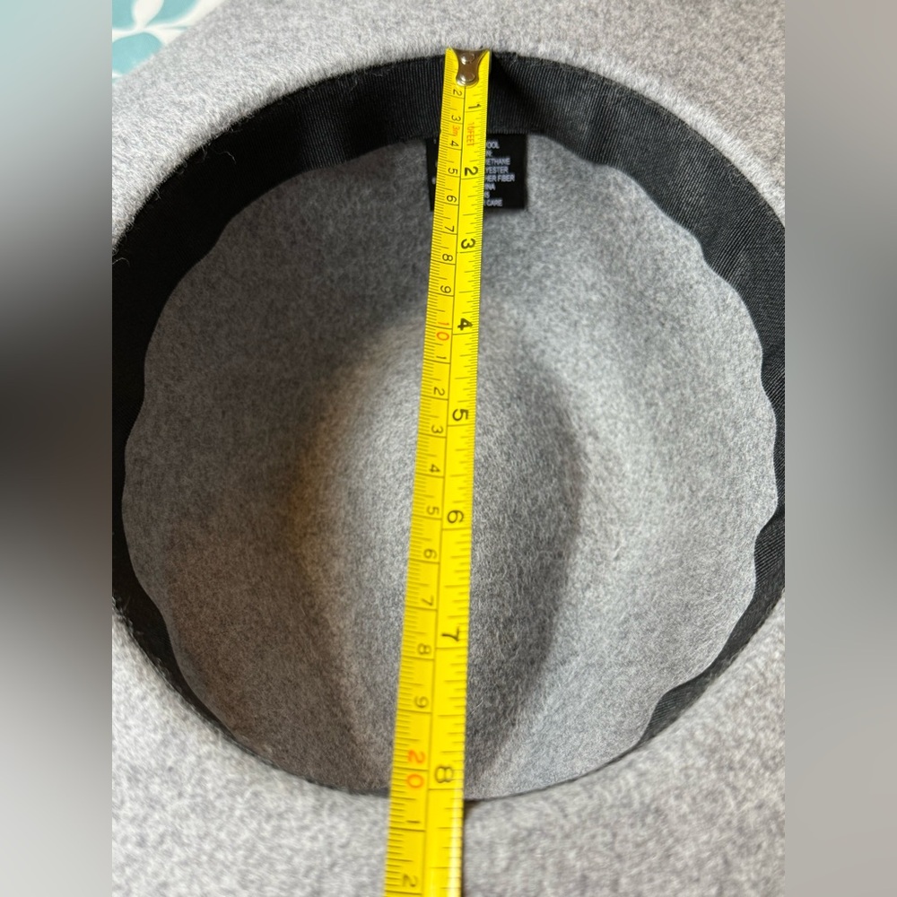 Women’s Gray Wool Wide Brim Hat w/ Faux Leather Band • XL (7 5/8) • EUC - Picture 8 of 9